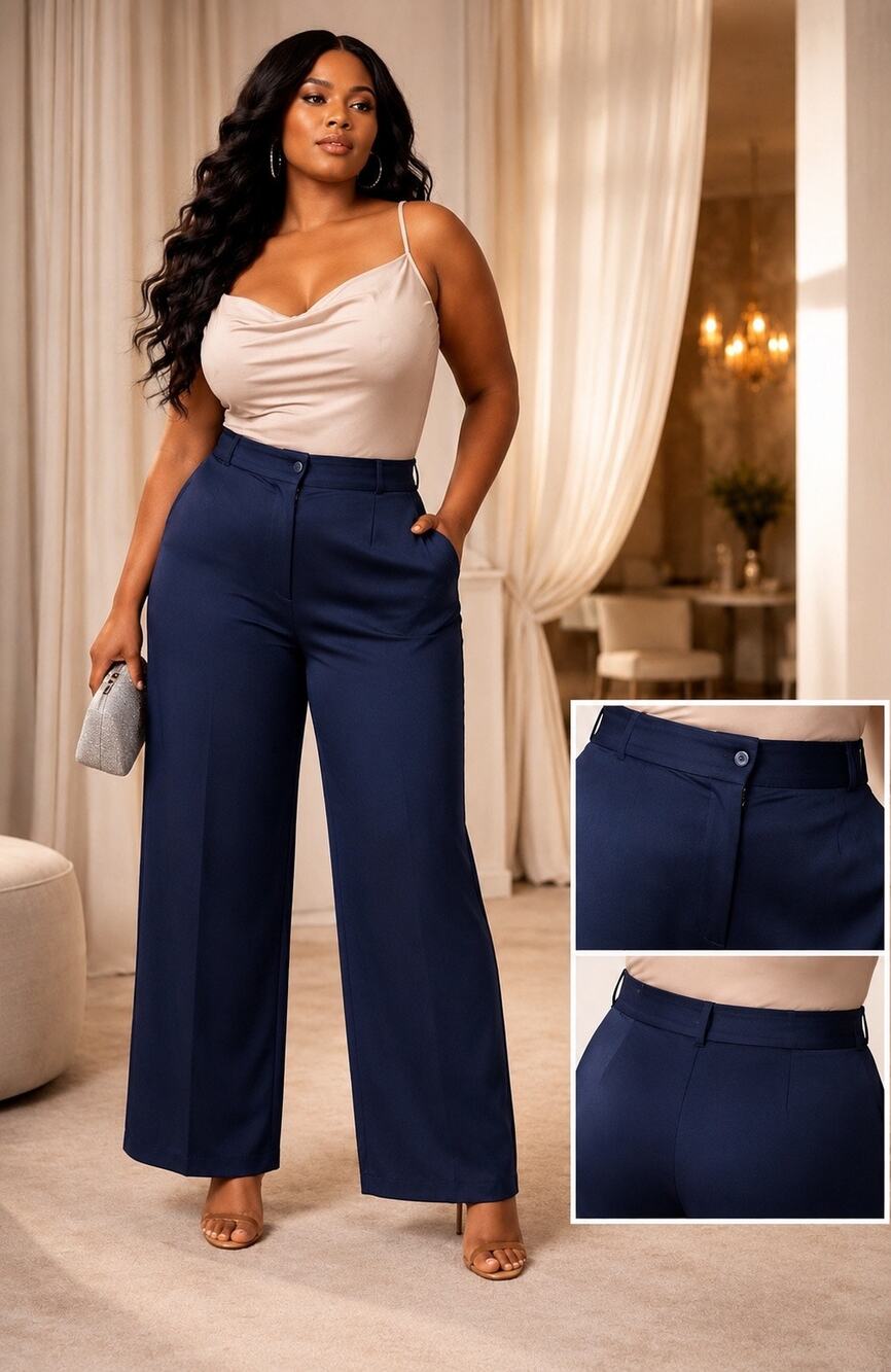 Good American Satin Pants Womens Size 20 Blue Rinse Dressy Wide Leg NWT